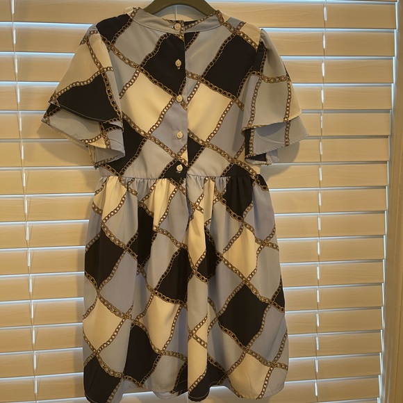 JANIE AND JACK Girl Blue Chain Flutter sleeve dress, size 5/6 - Picture 6 of 9